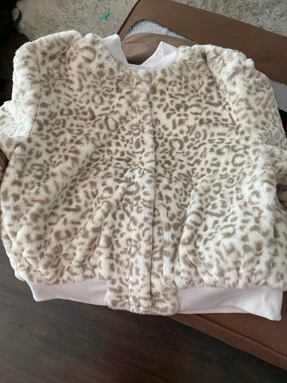 SANCTUARY Faux Fur Leopard-Print Bomber Jacket in Cream NEW! ✨ - Picture 6 of 9